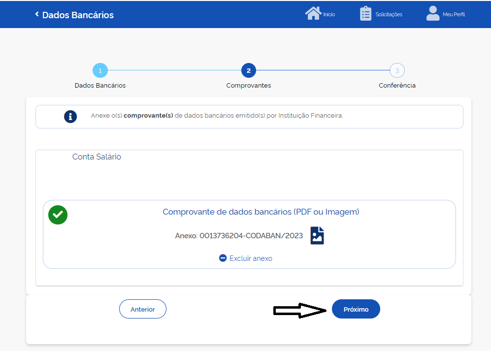 Tela 8 - conta bancária